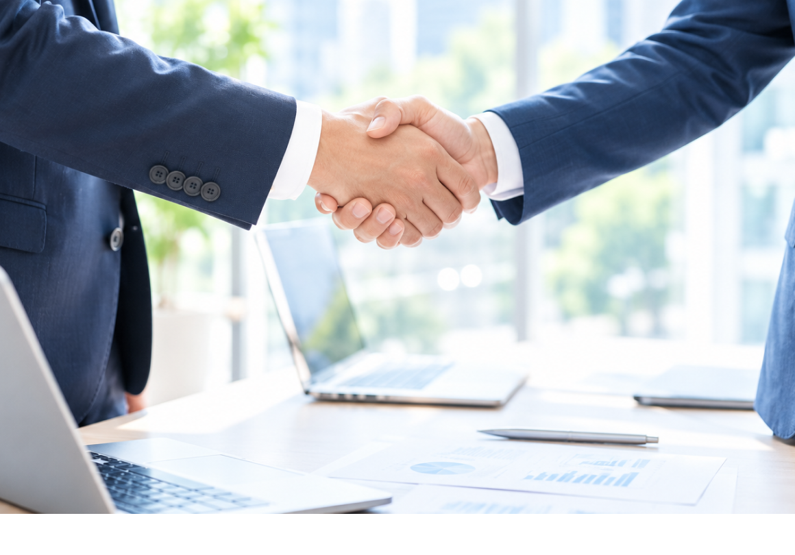 企業間の合意を表す握手